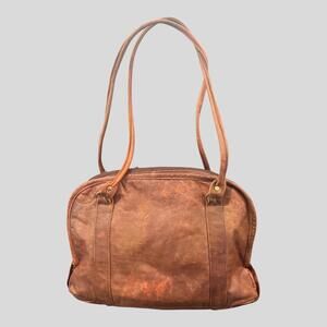Vintage Brown Leather Purse Handbag 10"x 14"x3.5"